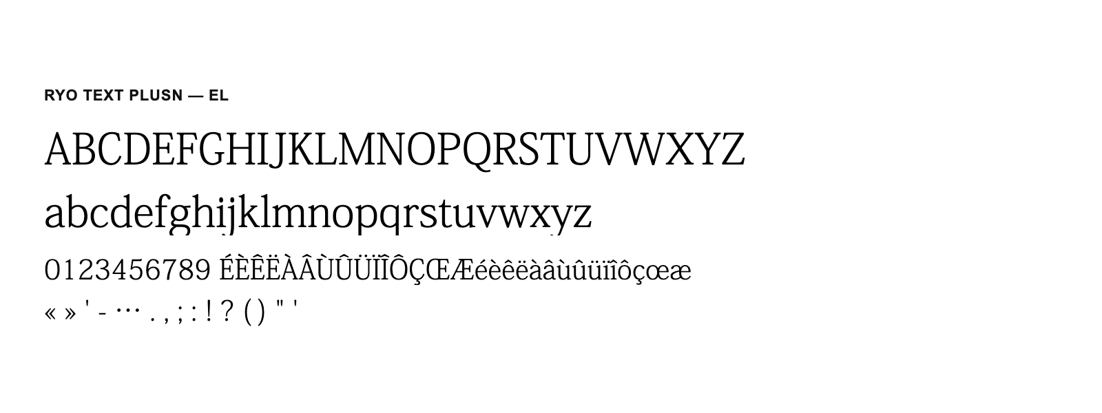 Spécimen de Ryo Text PlusN EL