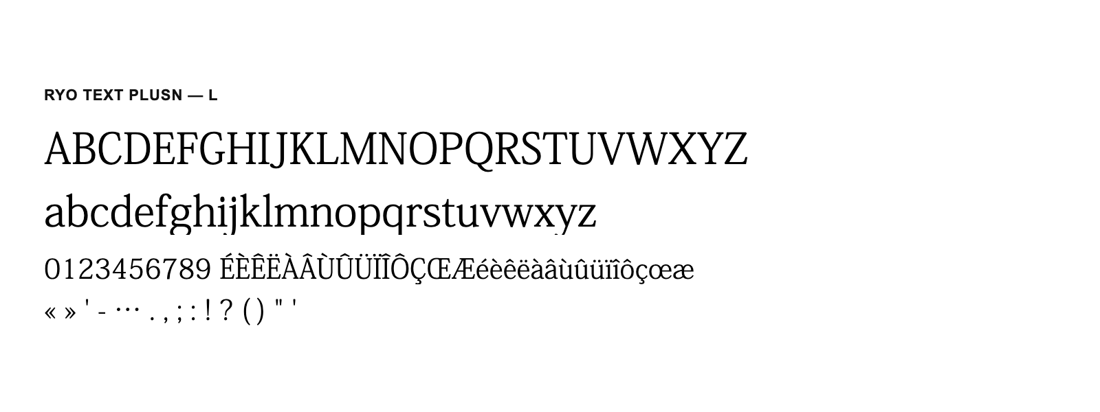 Spécimen de Ryo Text PlusN L