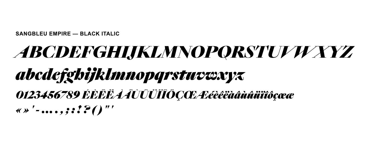 Spécimen de SangBleu Empire Black Italic
