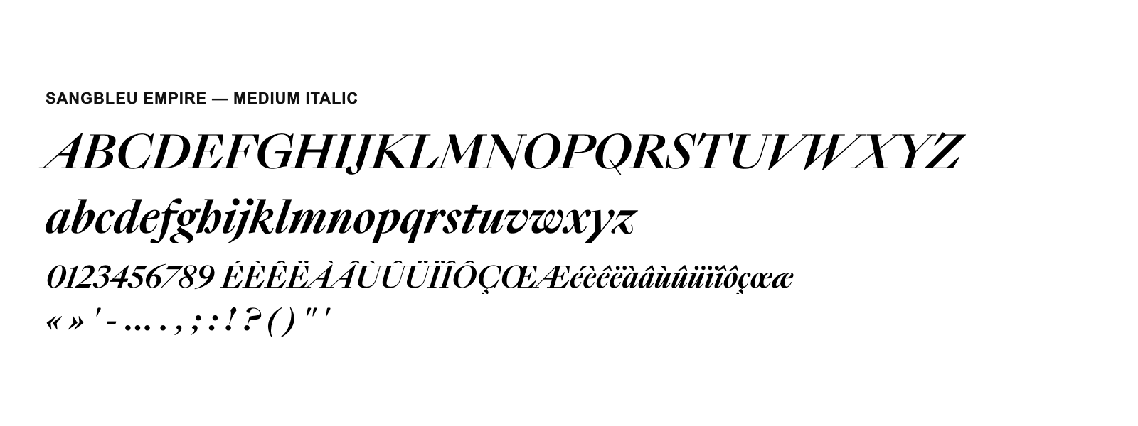 Spécimen de SangBleu Empire Medium Italic