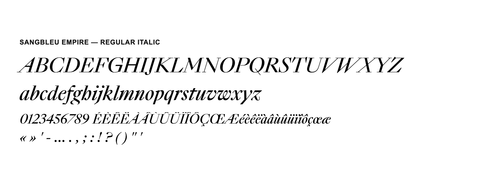 Spécimen de SangBleu Empire Regular Italic