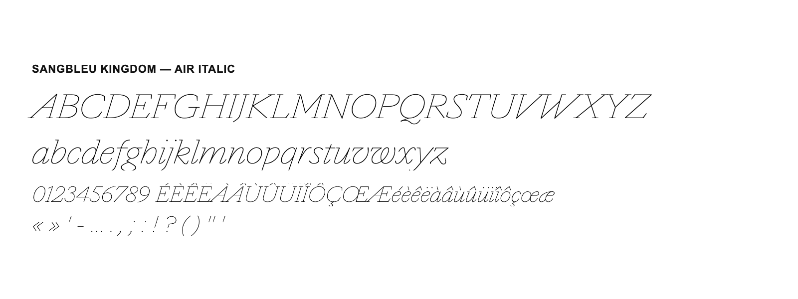 Spécimen de SangBleu Kingdom Air Italic