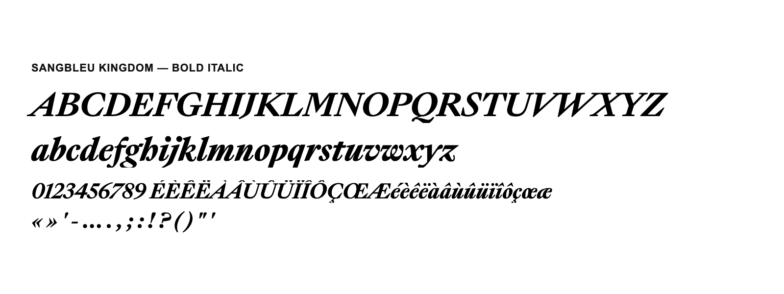 Spécimen de SangBleu Kingdom Bold Italic