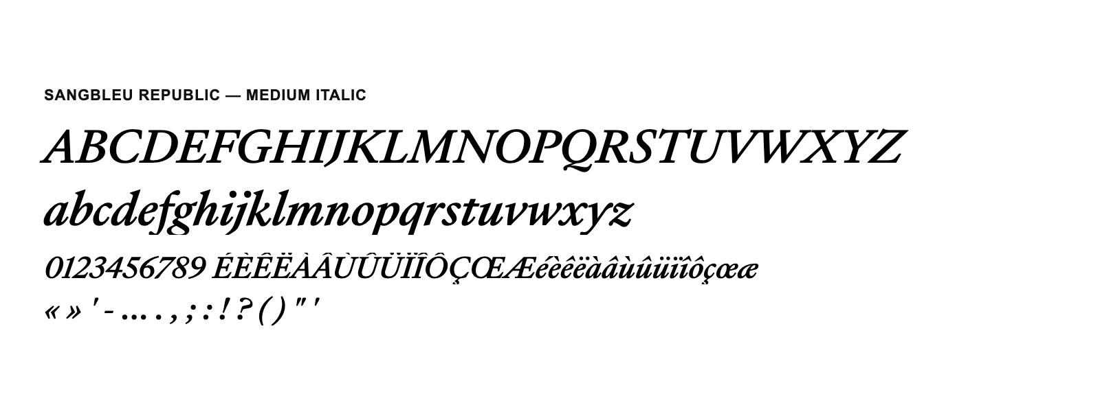 Spécimen de SangBleu Republic Medium Italic