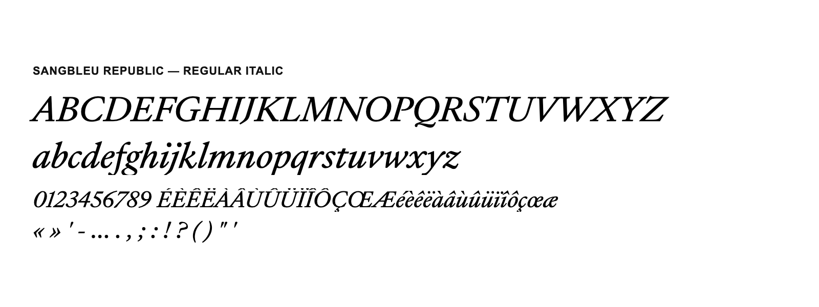 Spécimen de SangBleu Republic Regular Italic