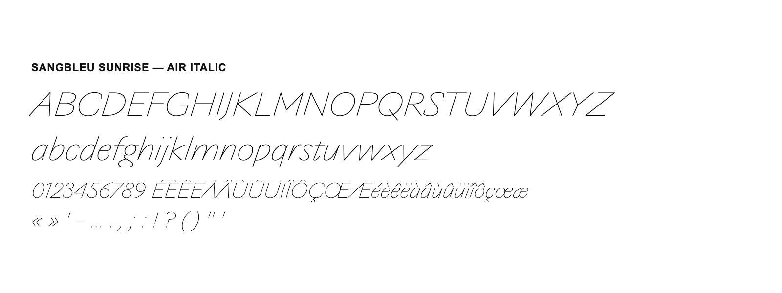 Spécimen de SangBleu Sunrise Air Italic