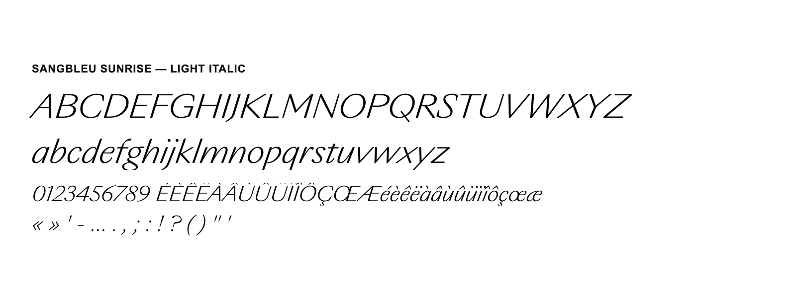 Spécimen de SangBleu Sunrise Light Italic
