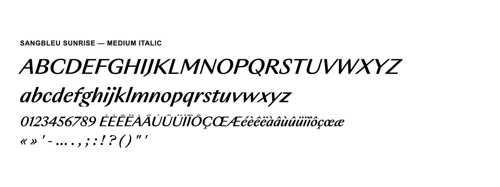 Spécimen de SangBleu Sunrise Medium Italic