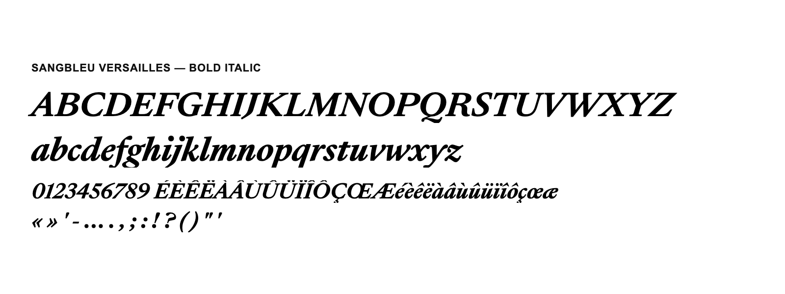 Spécimen de SangBleu Versailles Bold Italic