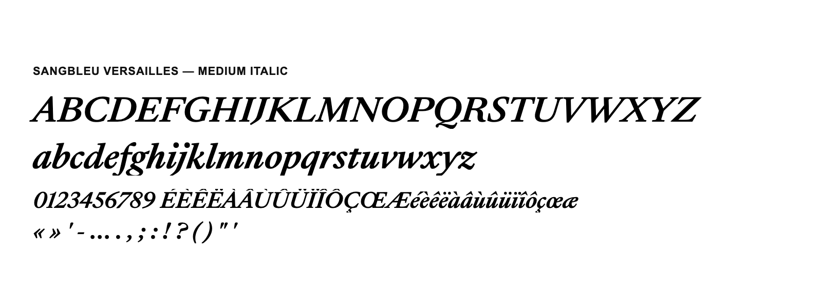 Spécimen de SangBleu Versailles Medium Italic