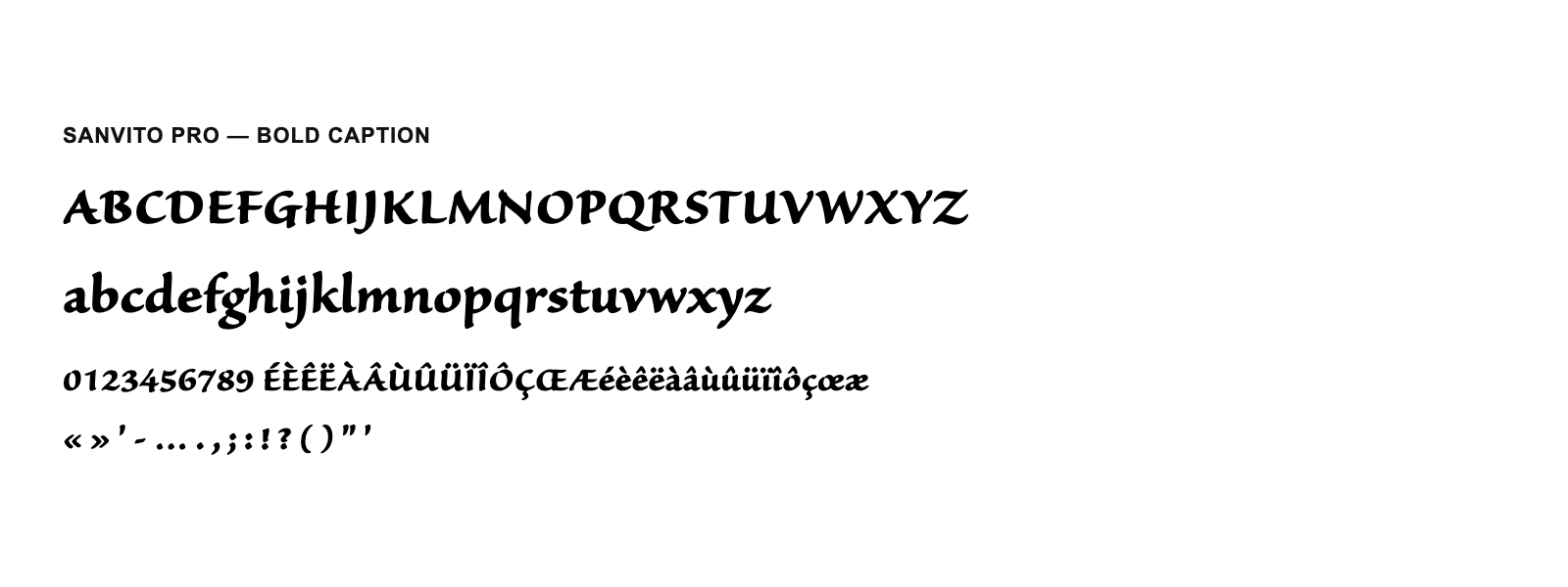 Spécimen de Sanvito Pro Bold Caption