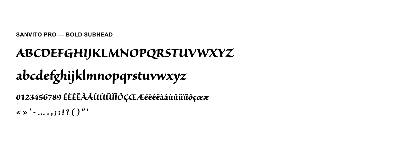 Spécimen de Sanvito Pro Bold Subhead