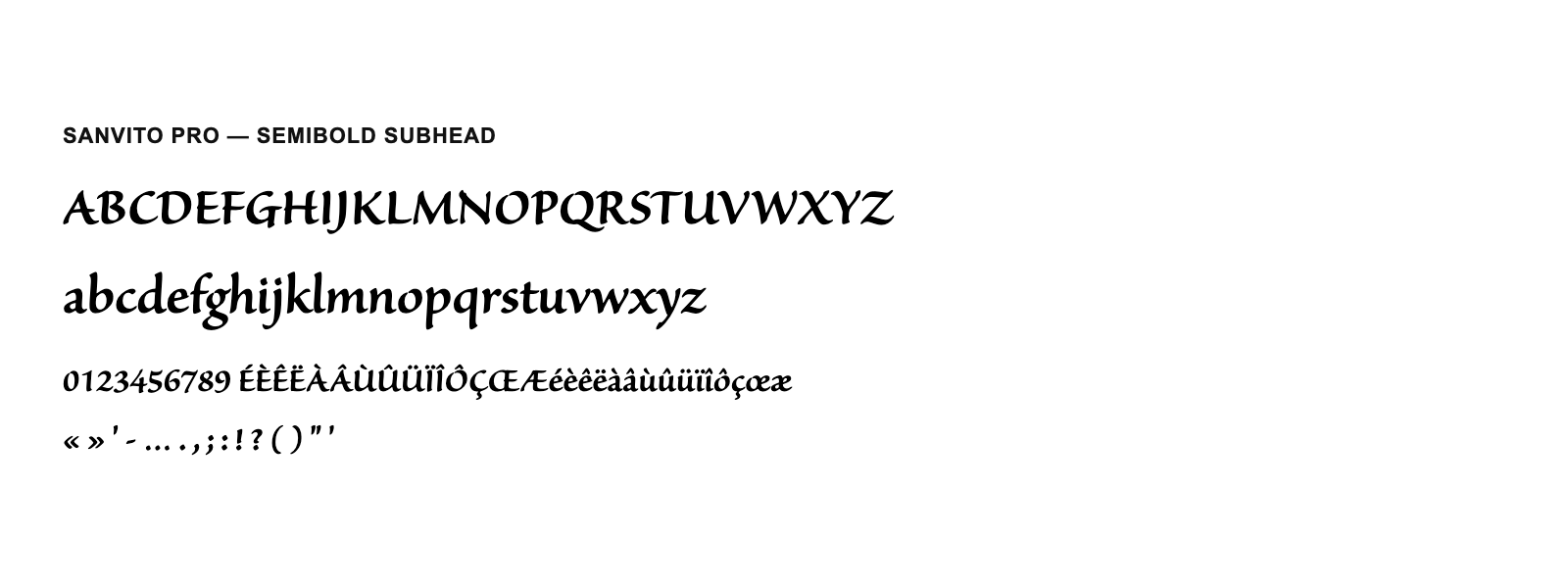 Spécimen de Sanvito Pro Semibold Subhead