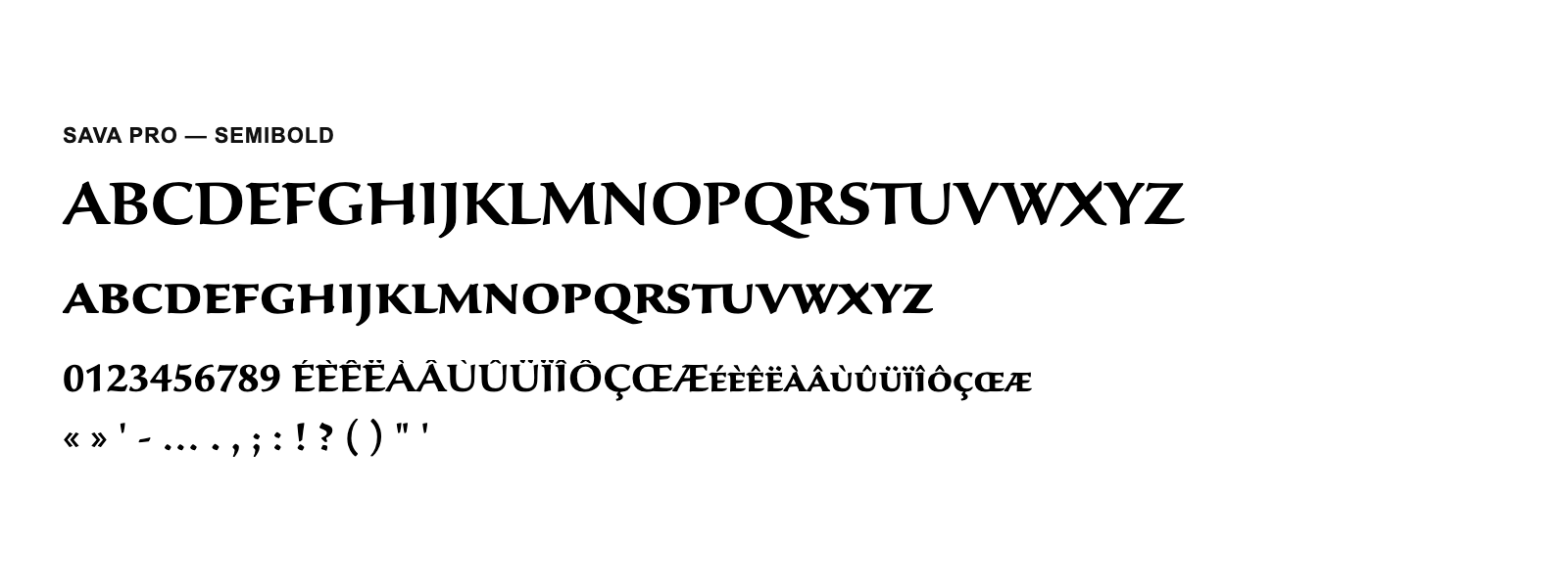 Spécimen de Sava Pro Semibold
