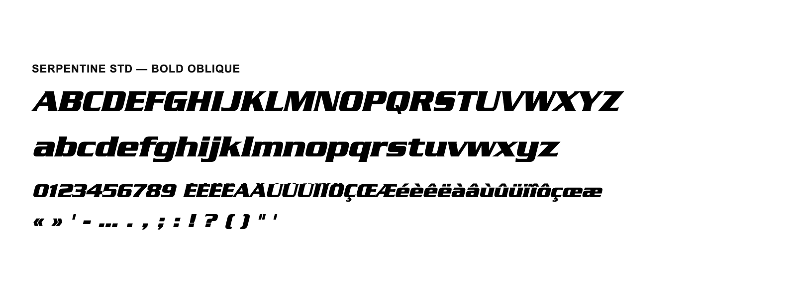 Spécimen de Serpentine Std Bold Oblique