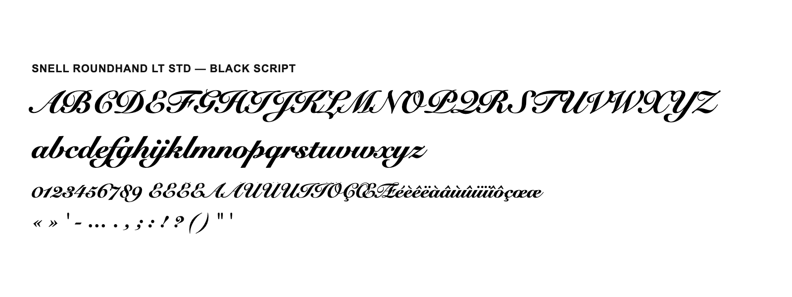 Spécimen de Snell Roundhand LT Std Black Script