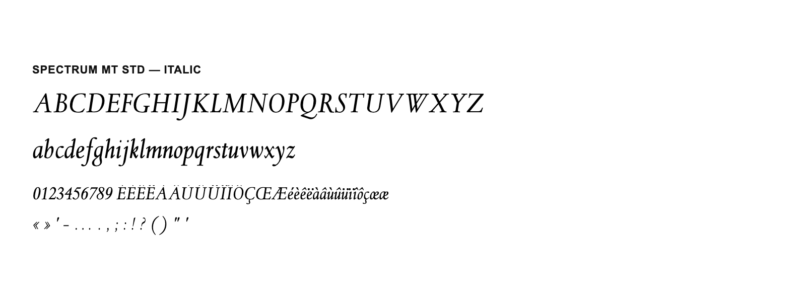 Spécimen de Spectrum MT Std Italic