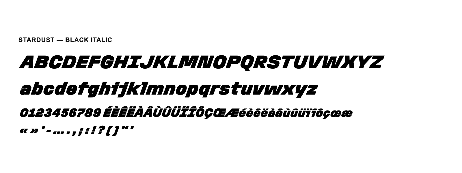 Spécimen de Stardust Black Italic