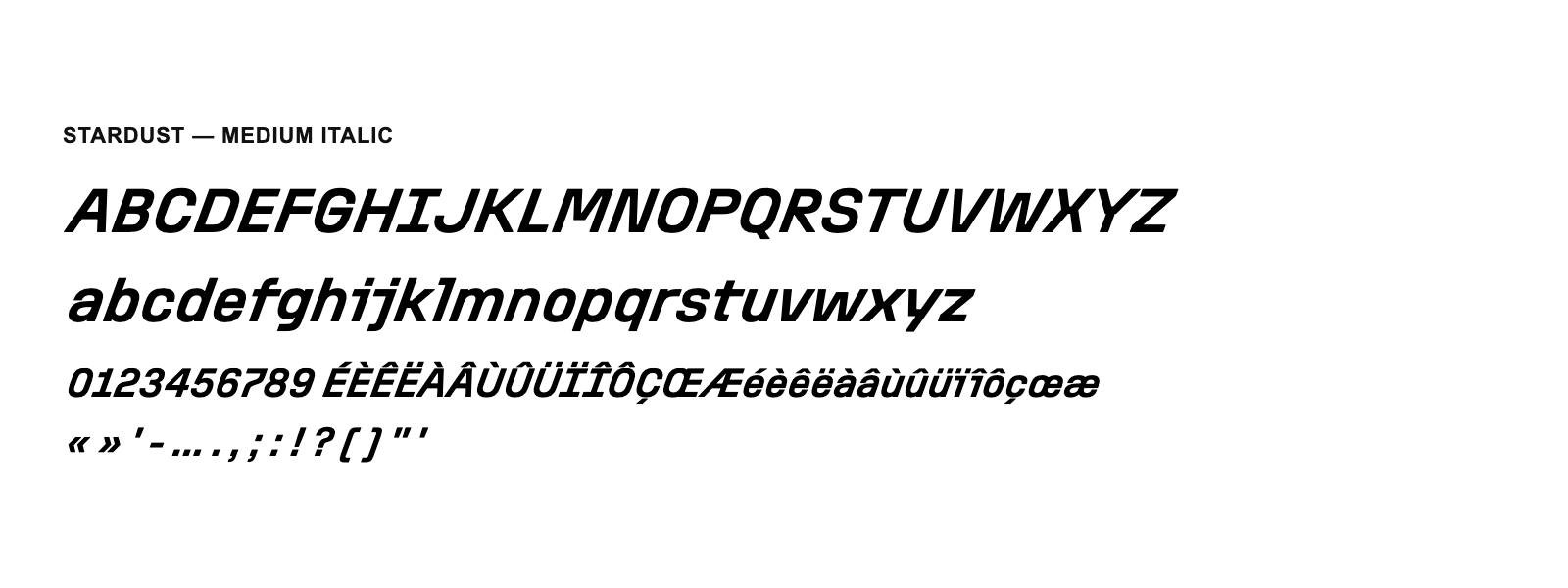 Spécimen de Stardust Medium Italic