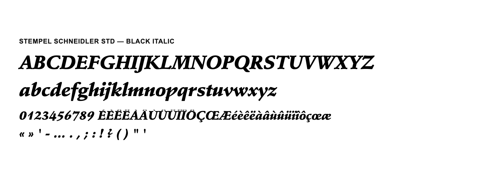 Spécimen de Stempel Schneidler Std Black Italic