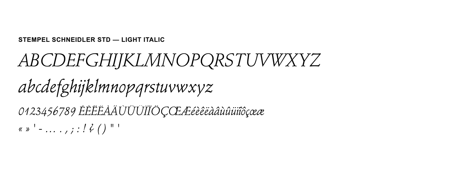 Spécimen de Stempel Schneidler Std Light Italic