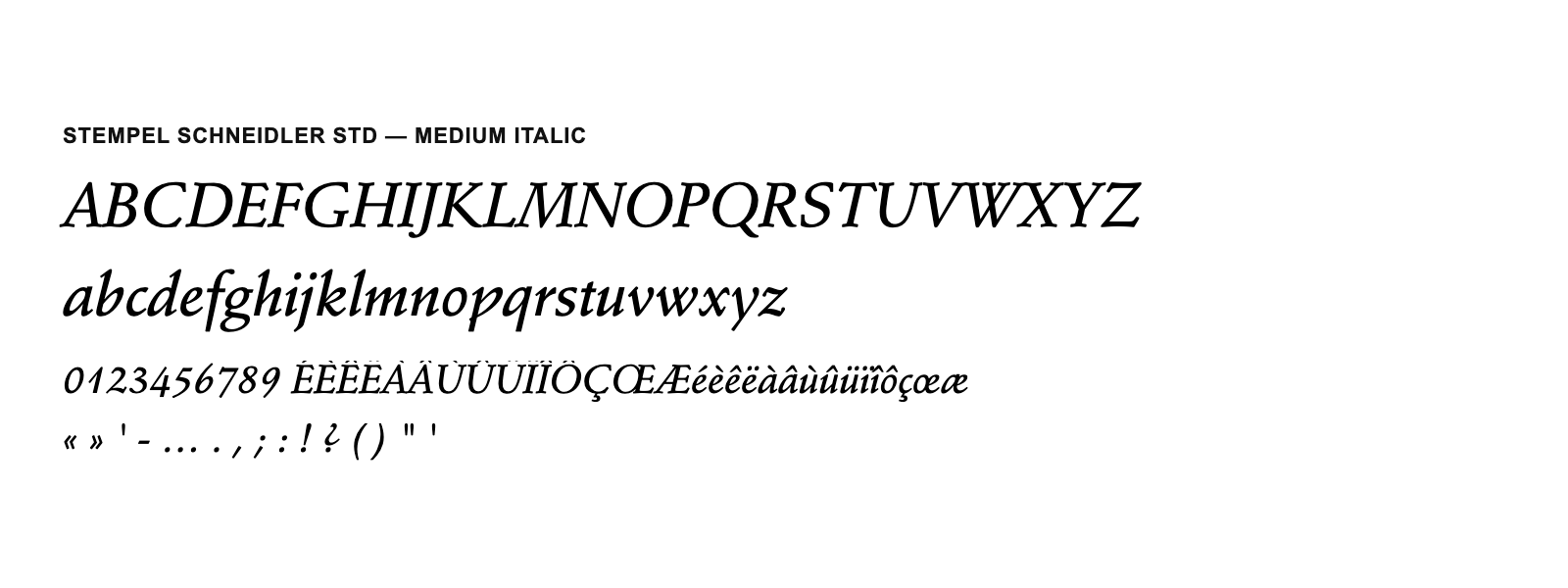 Spécimen de Stempel Schneidler Std Medium Italic