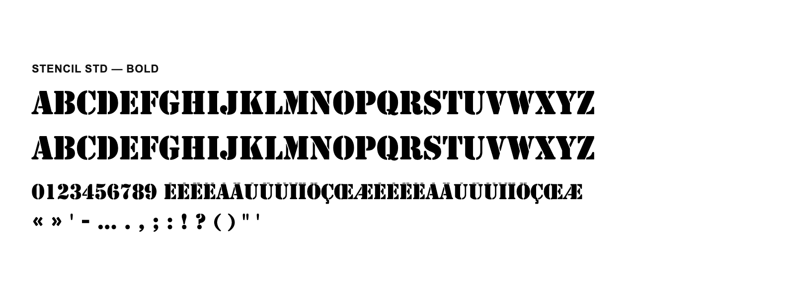 Spécimen de Stencil Std Bold