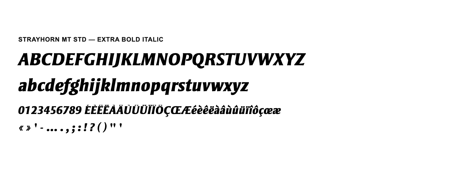 Spécimen de Strayhorn MT Std Extra Bold Italic