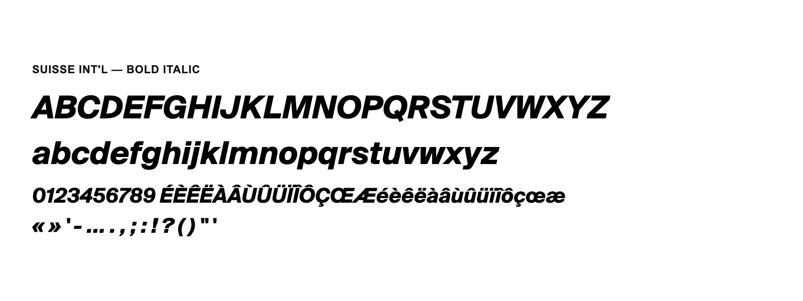 Spécimen de Suisse Int&rsquo;l Bold Italic