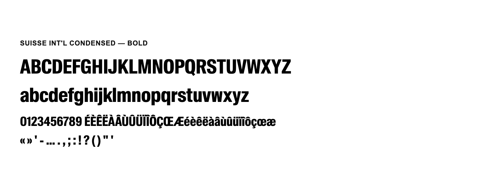 Spécimen de Suisse Int&rsquo;l Condensed Bold