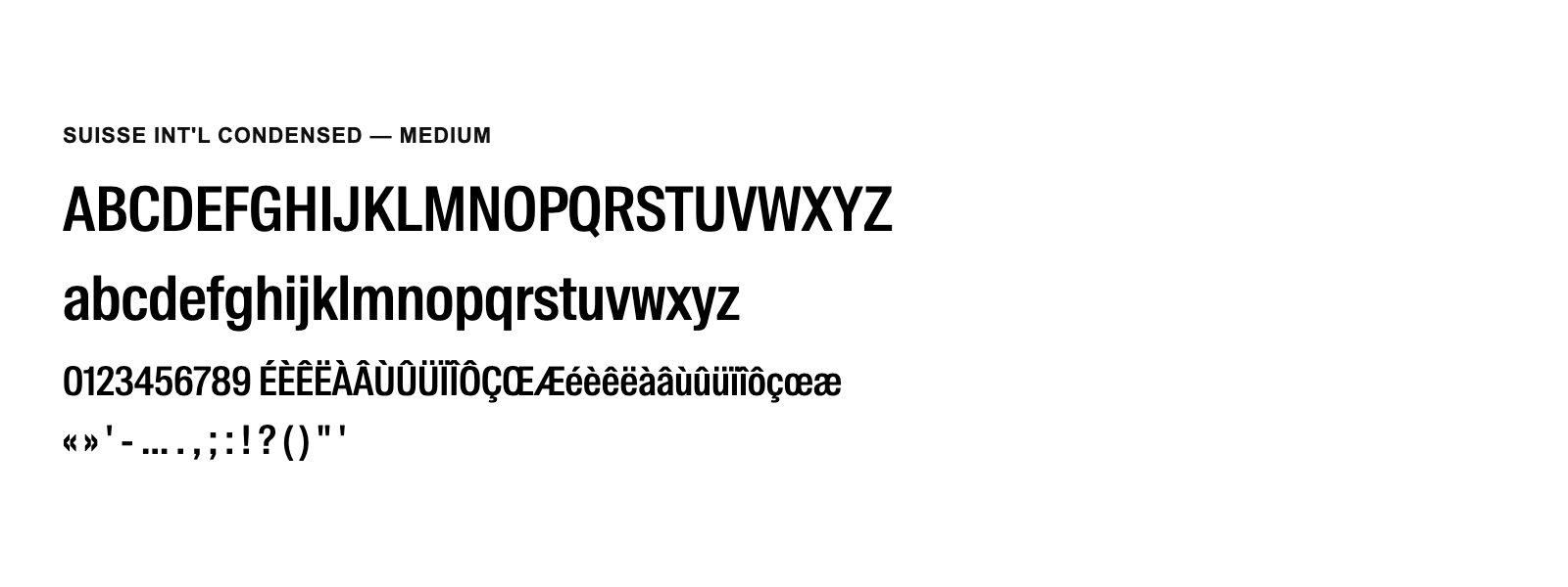 Spécimen de Suisse Int&rsquo;l Condensed Medium