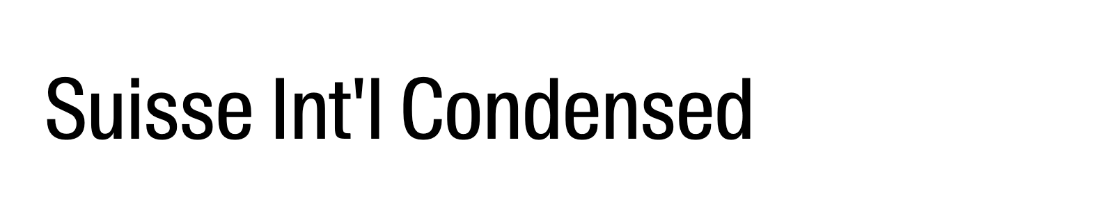 Nom de la famille Suisse Int&rsquo;l Condensed composé dans la police