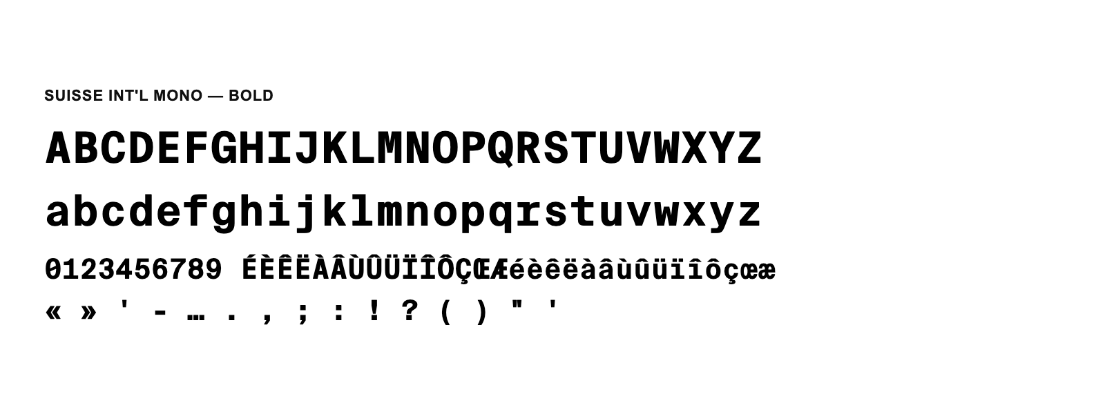 Spécimen de Suisse Int&rsquo;l Mono Bold