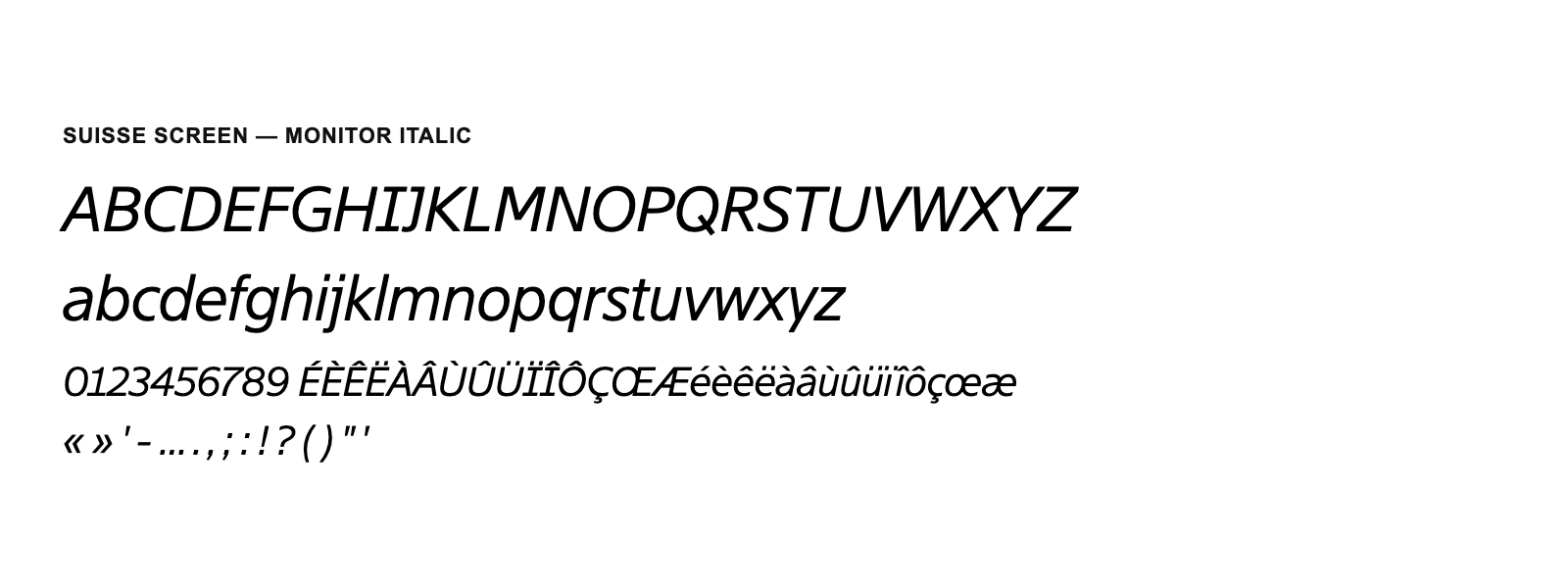 Spécimen de Suisse Screen Monitor Italic
