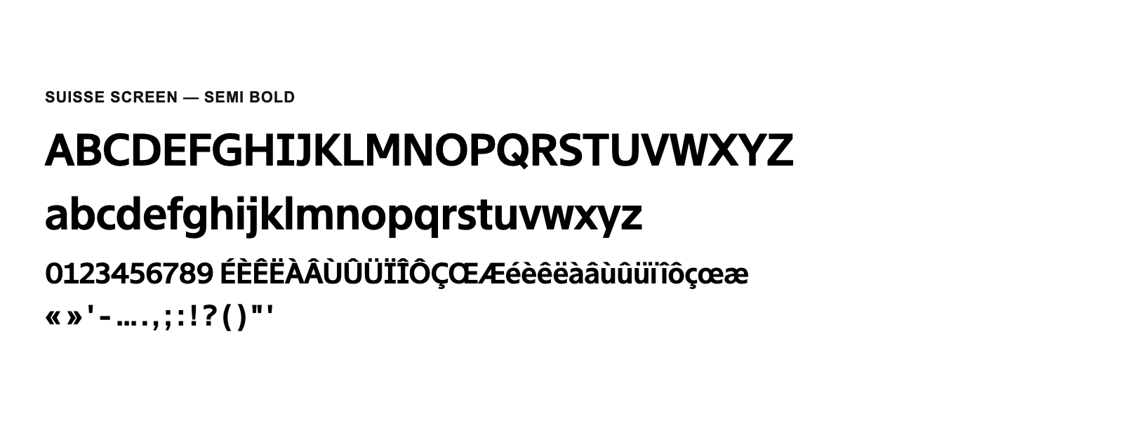 Spécimen de Suisse Screen Semi Bold