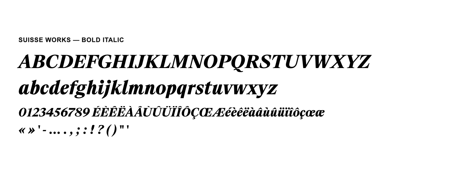 Spécimen de Suisse Works Bold Italic