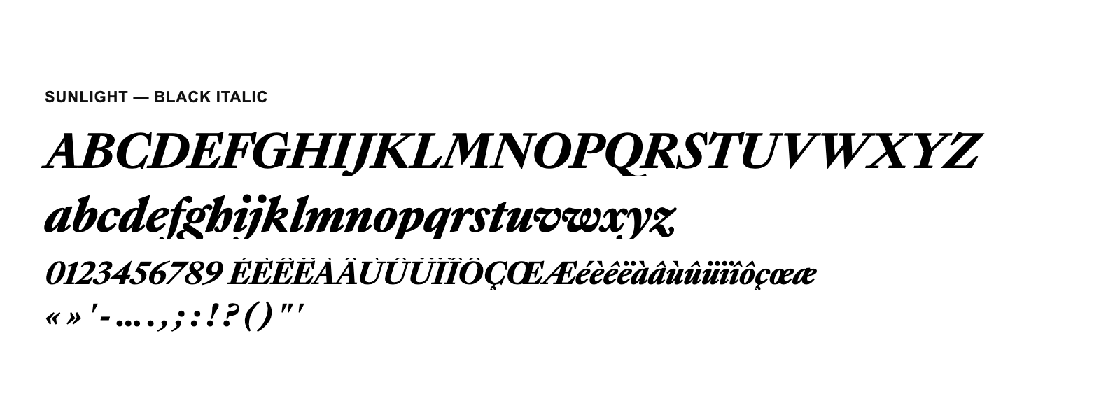 Spécimen de Sunlight Black Italic