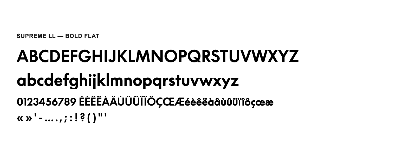 Spécimen de Supreme LL Bold Flat