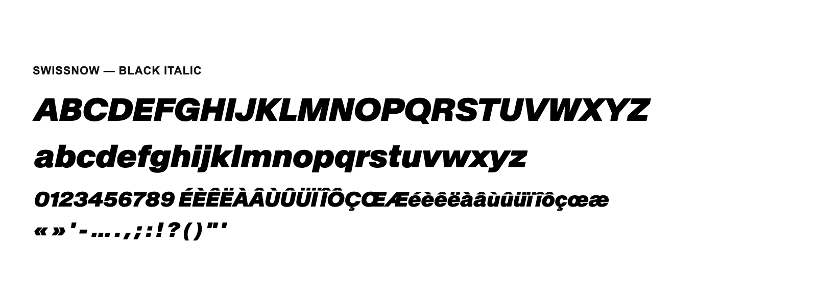 Spécimen de SwissNow Black Italic