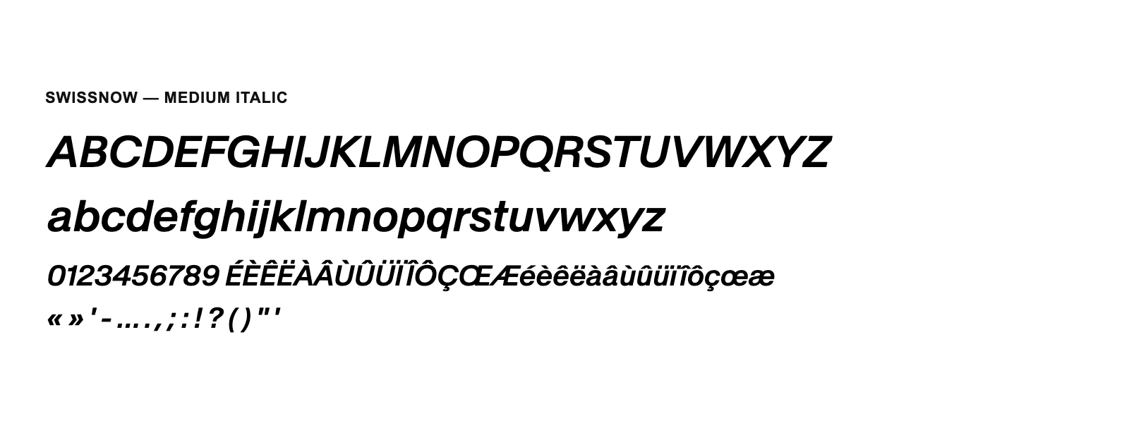 Spécimen de SwissNow Medium Italic