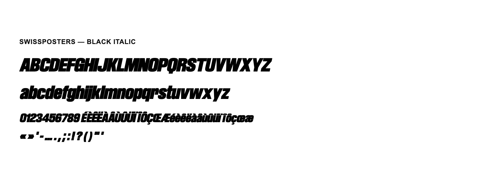 Spécimen de Swissposters Black Italic
