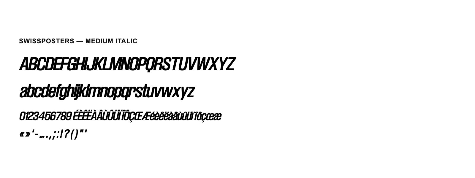 Spécimen de Swissposters Medium Italic