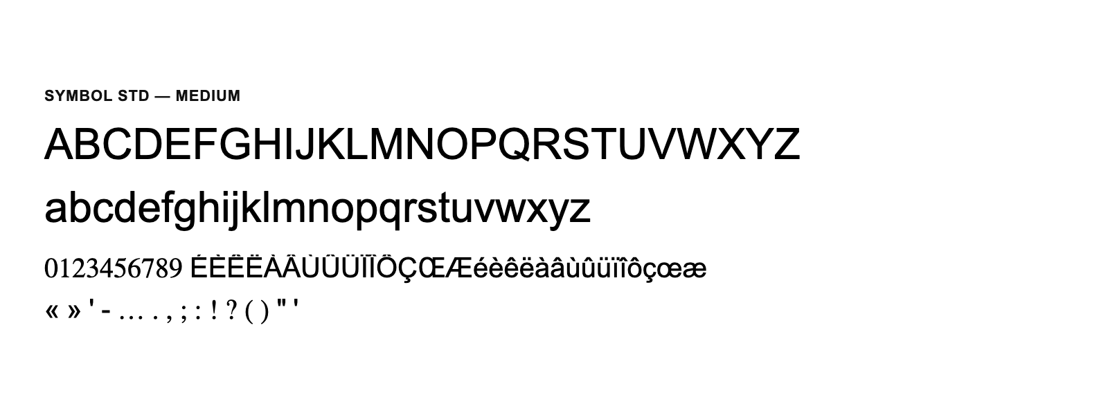 Spécimen de Symbol Std Medium