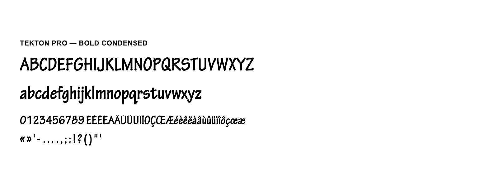Spécimen de Tekton Pro Bold Condensed