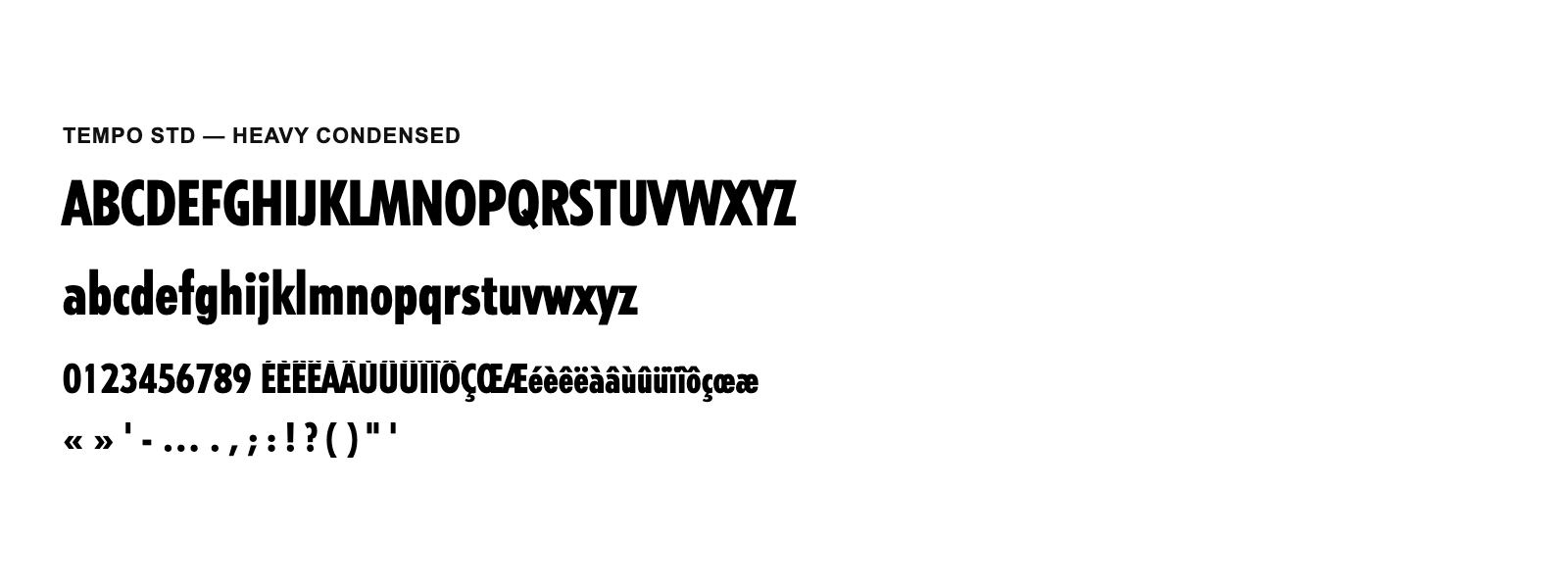 Spécimen de Tempo Std Heavy Condensed