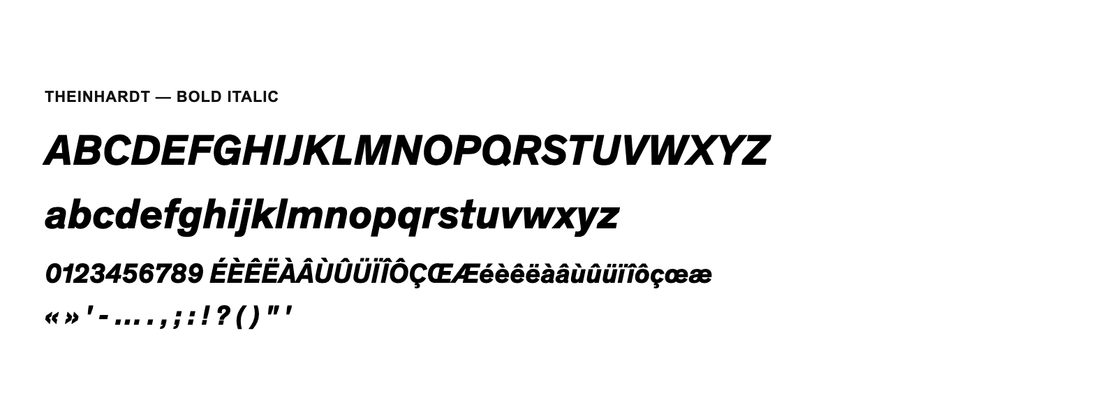 Spécimen de Theinhardt Bold Italic