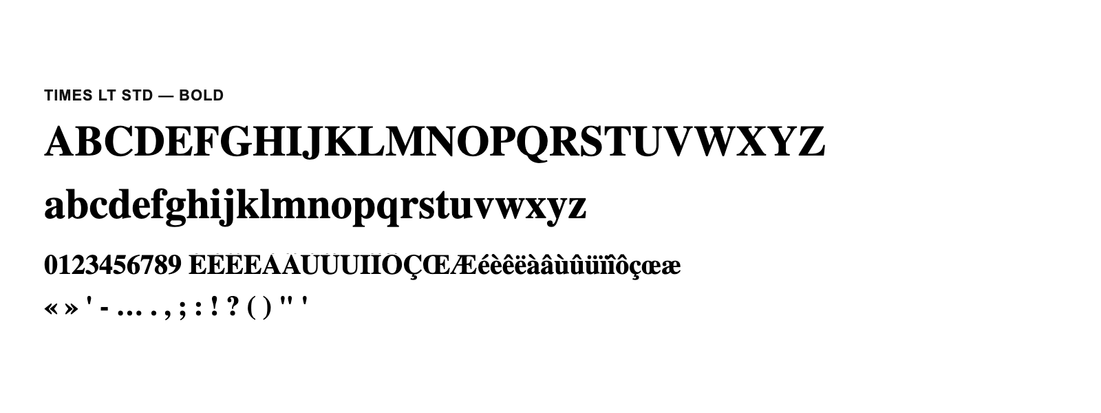 Spécimen de Times LT Std Bold