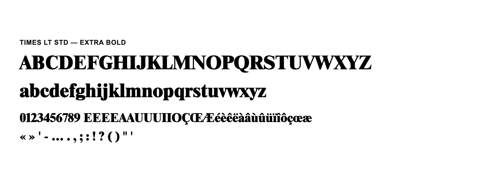 Spécimen de Times LT Std Extra Bold