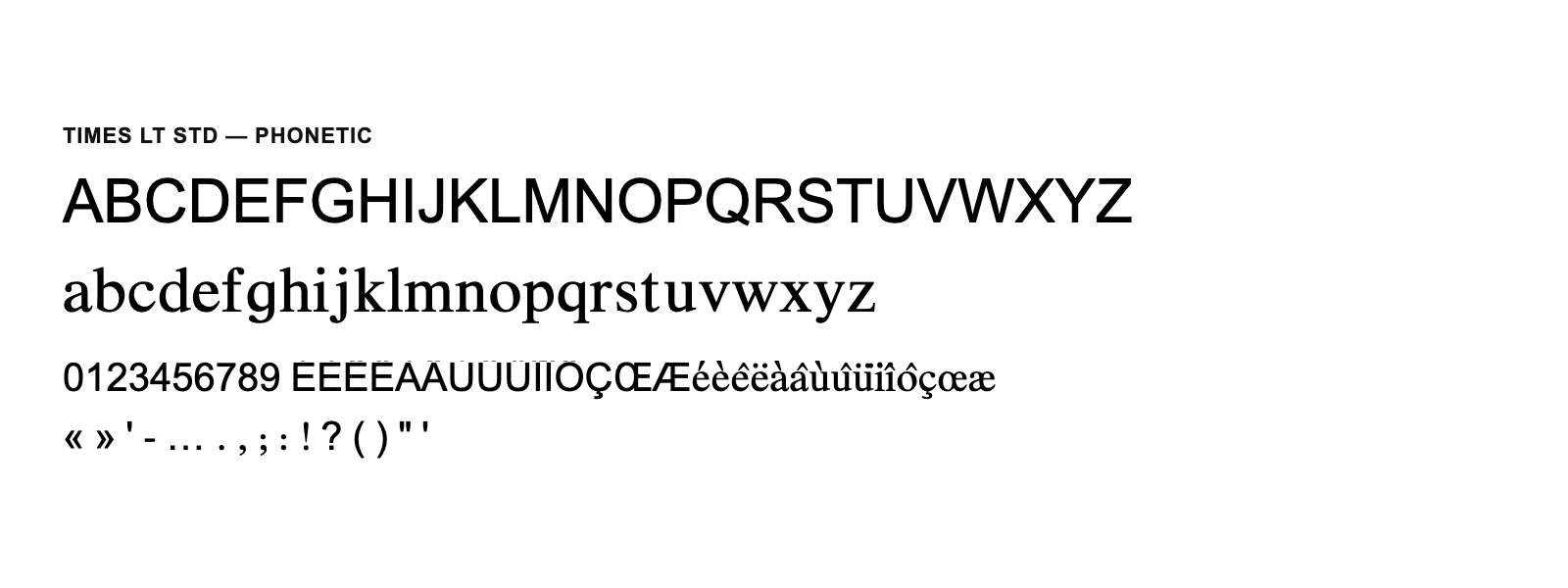 Spécimen de Times LT Std Phonetic