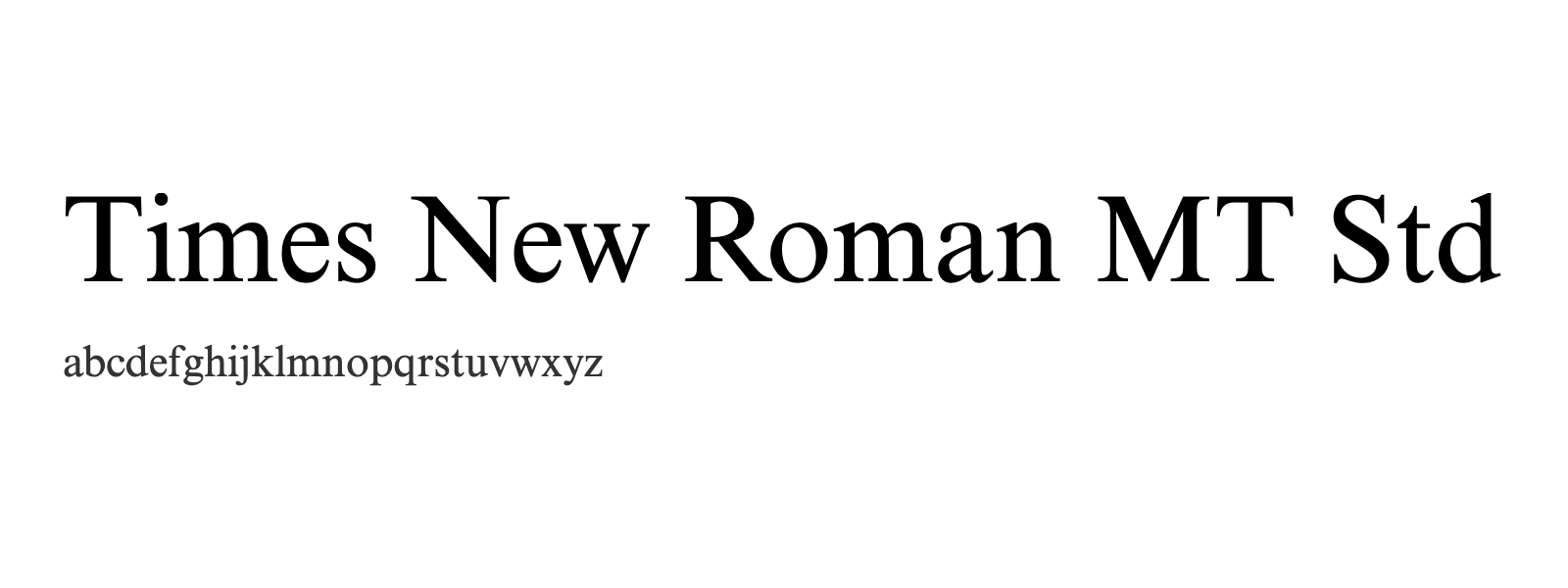 Spécimen de Times New Roman MT Std